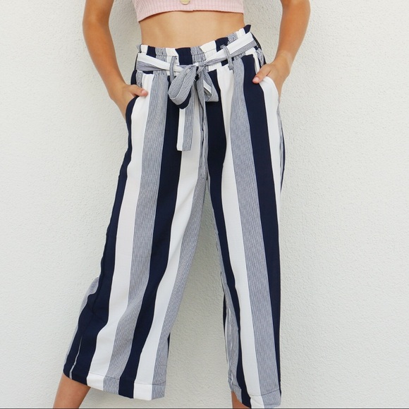 Pants - navy striped pants